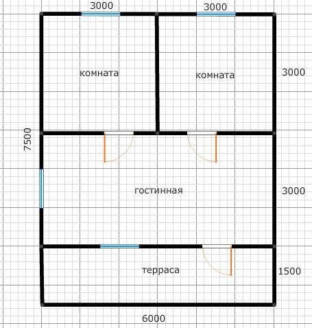 Каркасный дом 6х6 три комнаты с террасой 1.5х6 на буронабивном фундаменте #5