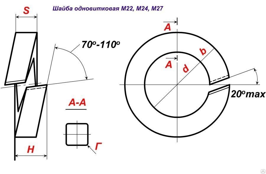 Шайба пружинная на чертеже