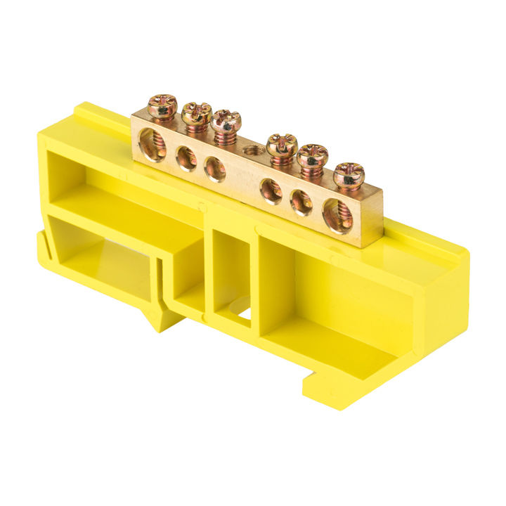 Шина нулевая N 6х9 6 отверстий желтый изолятор на DIN-рейку латунь розн. стикер PROxima EKF sn0-63-0
