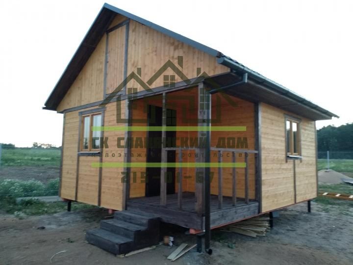 Строительство каркасного дома 5х6 с внутренним крыльцом 2х2 на сваях