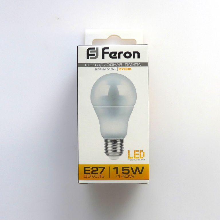 Лампа светодиодная LED 10вт А60 теплая 230в Feron