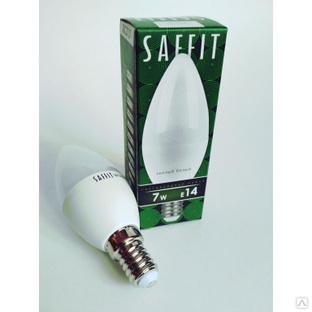 Лампа светодиодная LED свеча 7Вт Е14 230v белая SAFFIT  