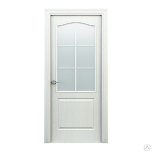 Полотно двери ламинированное глухое со стеклом Терри Classique Белое 600*2000 мм 