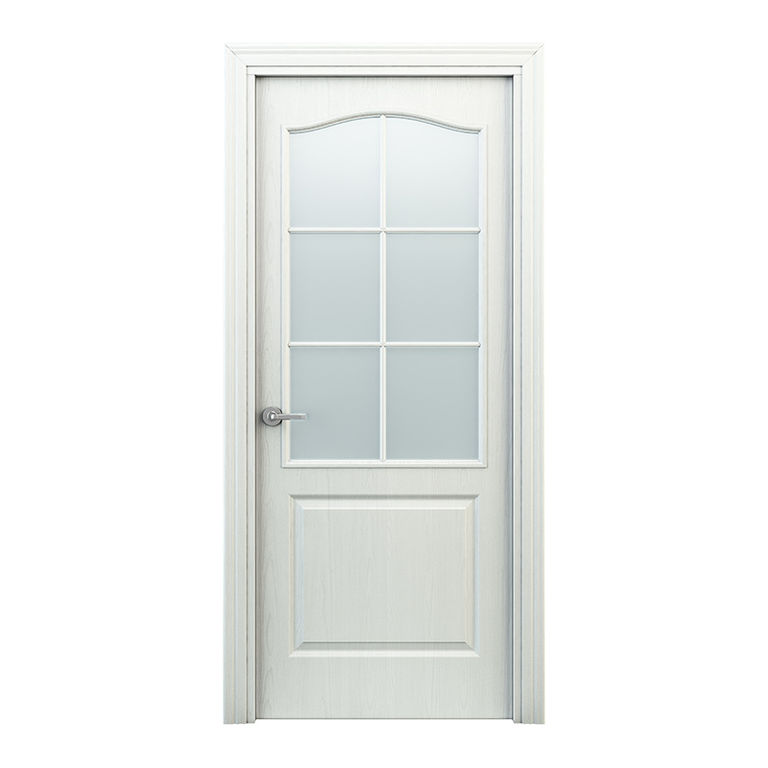 Полотно двери ламинированное глухое со стеклом Терри Classique Белое 600*2000 мм