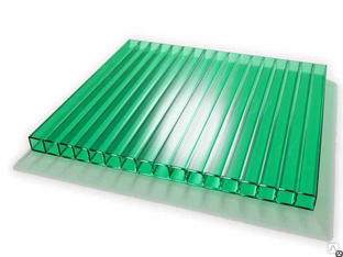 Сотовый поликарбонат 10 мм зеленый Novattro 2,1x12 м (25,2 кв,м), лист 
