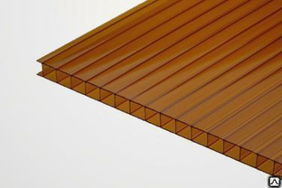 Сотовый поликарбонат 8 мм бронза Novattro 2,1x6 м (12,6 кв,м), Ограниченно годен, лист 