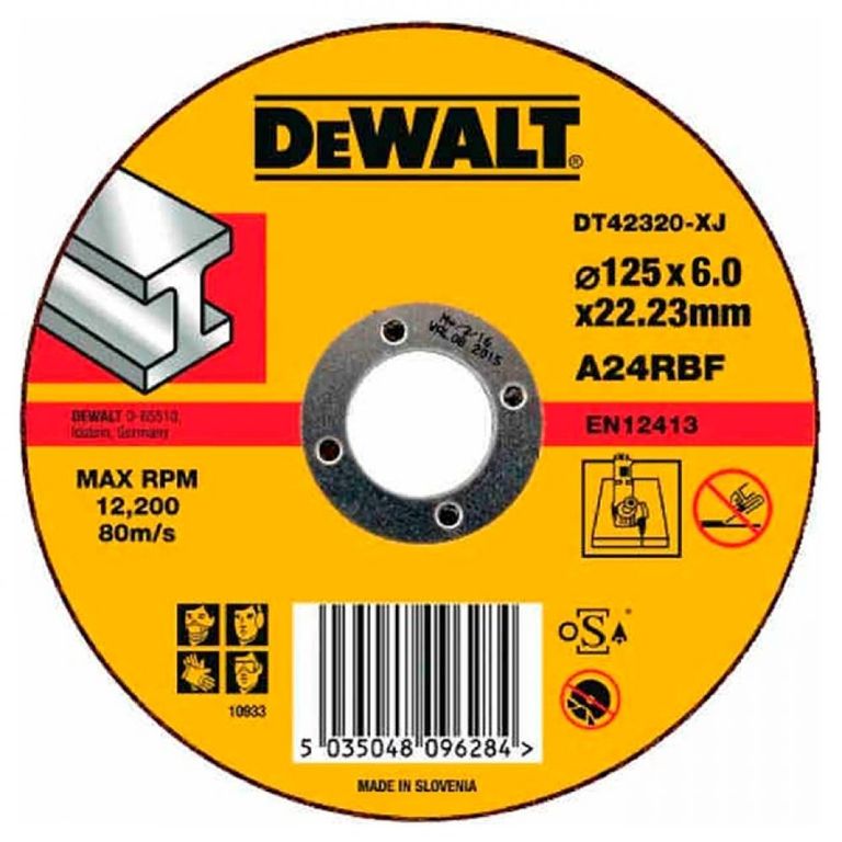 Круг обдирочный по металлу DEWALT DT42320, 125 x 22.2 x 6 мм, тип 27