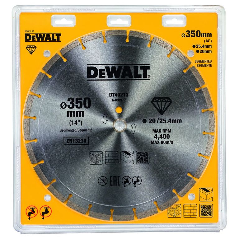 Алмазный круг сегментный универсальный DEWALT DT40213, 350 x 25.4, (кольцо