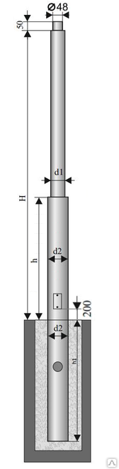 Опора торшерная прямостоечные ОТ2-3,0-0,8 (D=159-89мм) Н=3м., h=0,8м