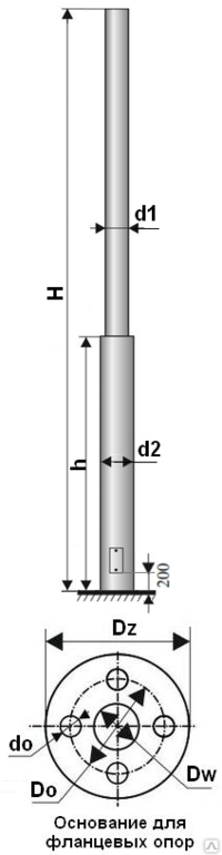 Опора торшерная фланцевая ОТ2-Ф-3,0 (Ф133-89мм) Н=3м.