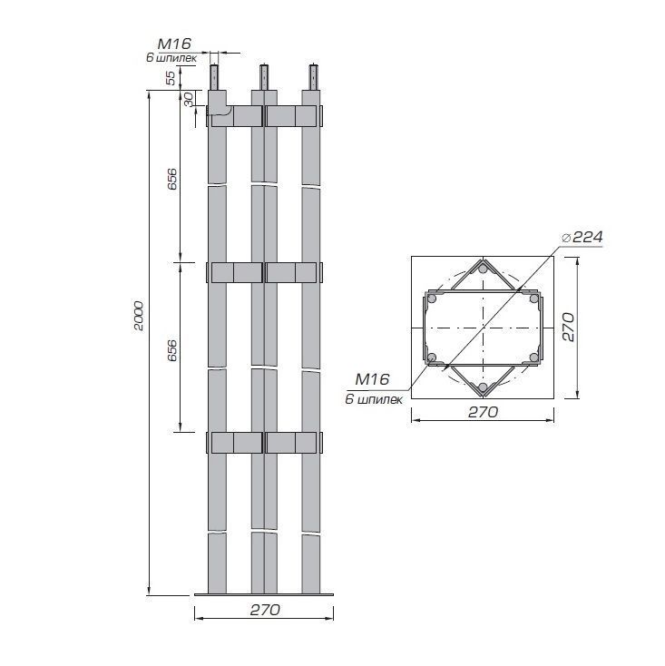 Фундаментный закладной элемент для опор освещения ФМ-1,5м (тип 2)