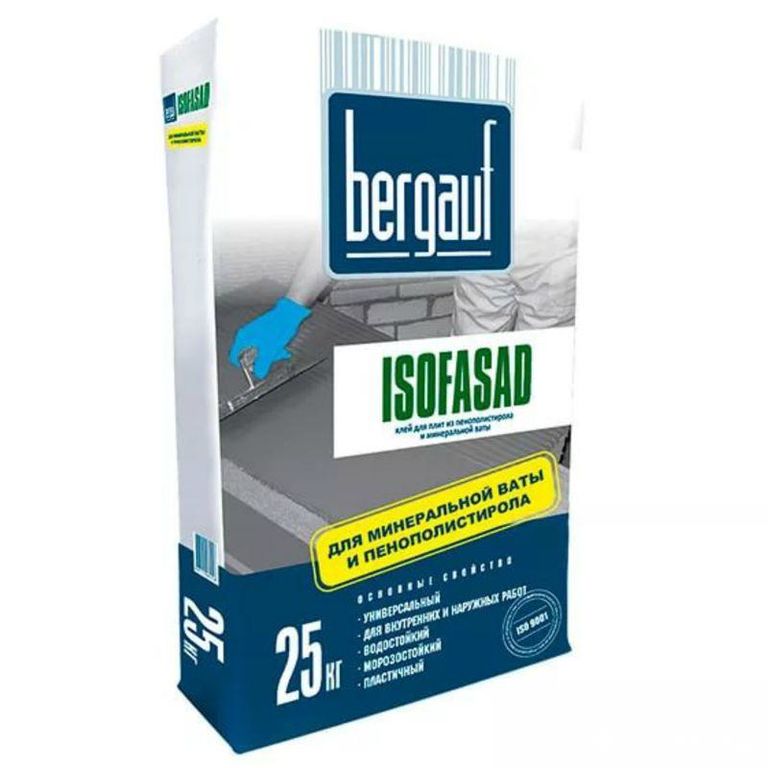 Клей монтажный Bergauf Isofasad для минеральной ваты и пенополистирола приклейка 25 кг