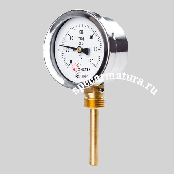 Термометр биметаллический ТБф-120- 0...100С кт.2,5 d.63 IP54 РШ*6 ГЛ G1/2 L64*9