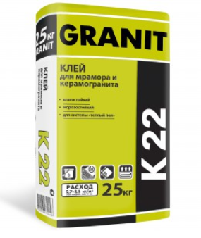 Клей д/крупноформатного керамогранита и мраморных облицовочных GRANIT K 22
