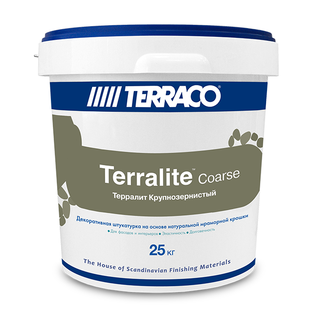 Покрытие финишное штукатурное Terralite Coarse TERRACO (крупнозернистый) наполненное натуральной мраморной крошкой 15 кг