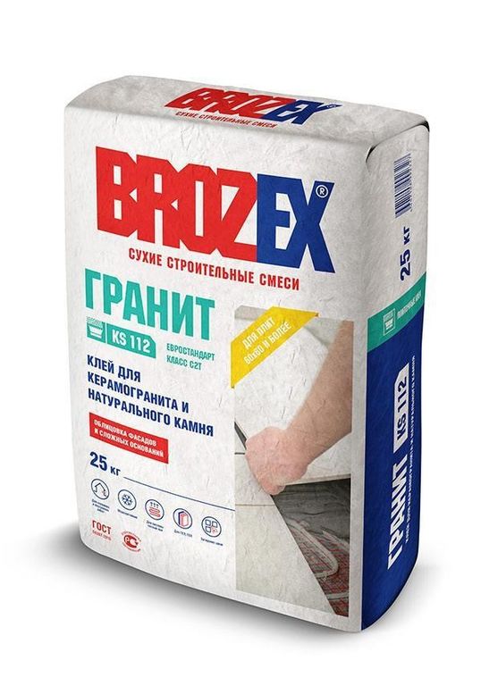 Клей для керамогранита и натурального камня KS 112 Brozex 25 кг 48 шт