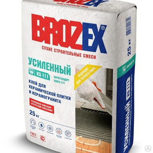 Клей для керамической плитки и керамогранита KS 111 усиленный, Brozex 25кг 