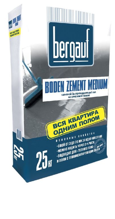 Ровнитель наливной Boden Zement Medium 25 кг Bergauf 56 шт