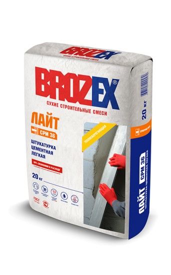 Штукатурка цементная лёгкая CPM 36 лайт Brozex 20 кг 56 шт