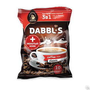 Кофе растворимый с молотым «Дабблес» 3-в-1 10 пакетиков 