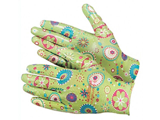 Перчатки из полиэстера садовые с полимерным покрытием ладони и пальцев размер "L" Rus