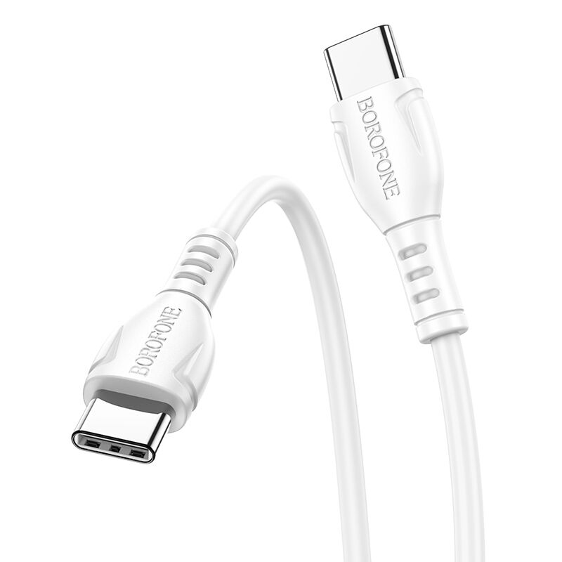 USB кабель шт.Type-C - шт.Type-C 1м, 3,0A 60W силиконовый, белый BX51 Borofone 3