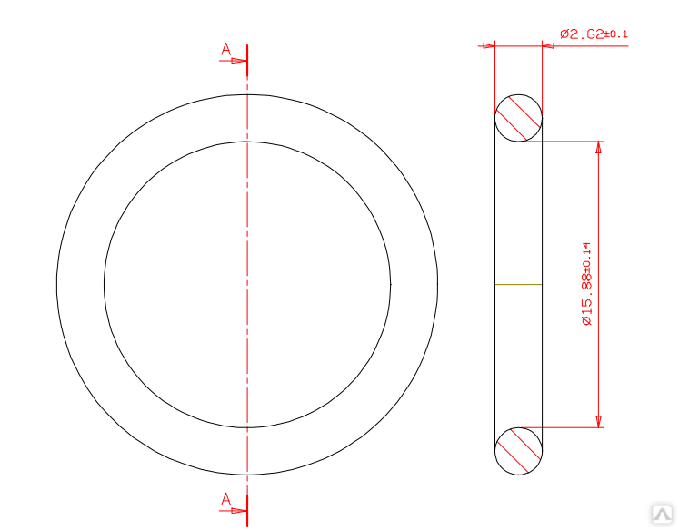 Чертеж резинового кольца