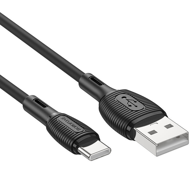 USB кабель шт.USB (A) - шт.Type-C "Borofone" BX86, 3,0А, 1.0м, чёрный 1