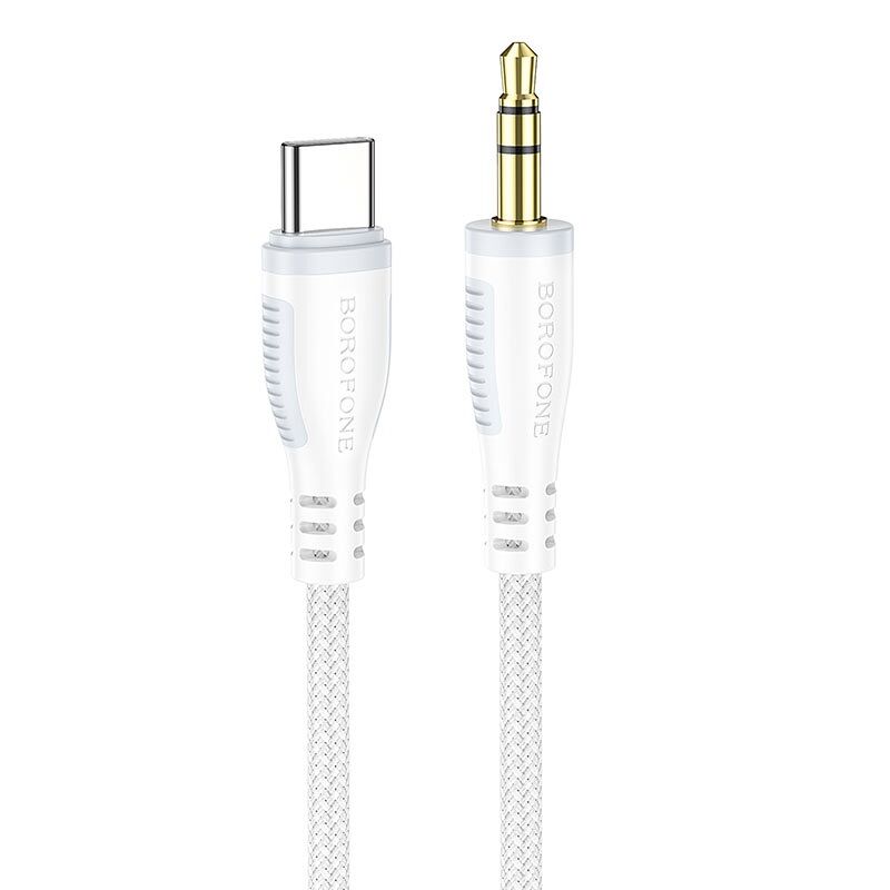 USB кабель шт.Type-C - шт.3,5мм 1м, тканевый, белый BL14 "Borofone" 2