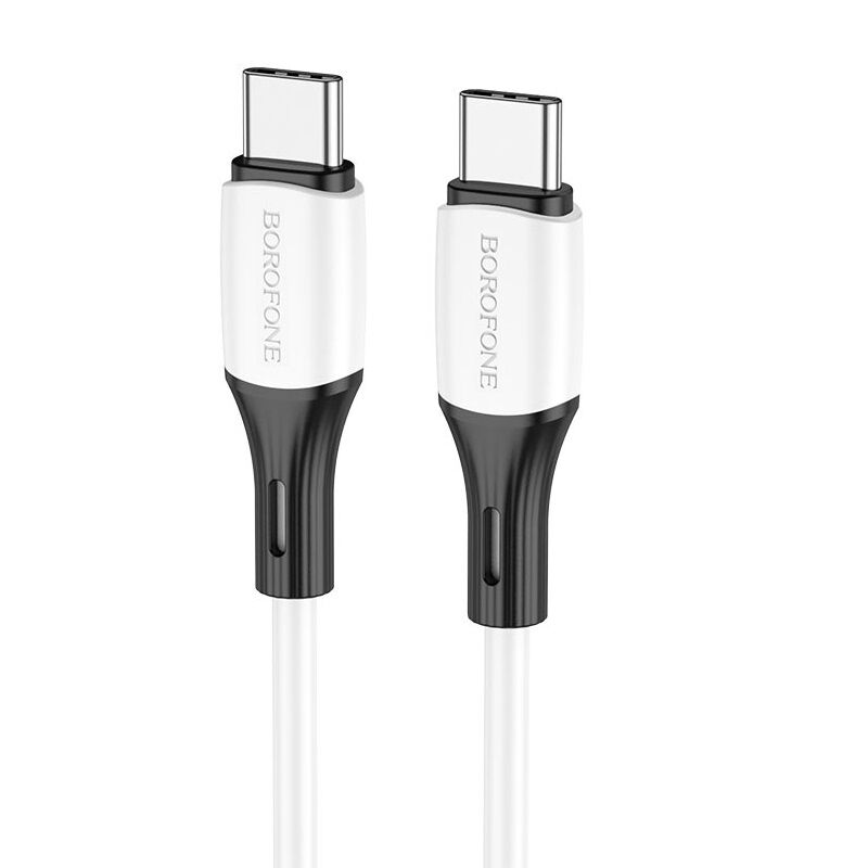 USB кабель шт.Type-C - шт.Type-C 1м, 3,0A 60W силиконовый, белый BX79 Borofone 1