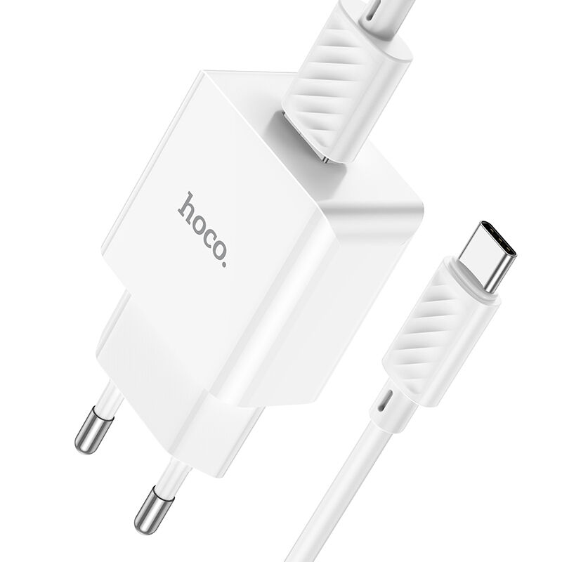 Адаптер постоянного тока Hoco C106A, 1гн.USB 5В,2,1А + кабель Type-C, белый 2