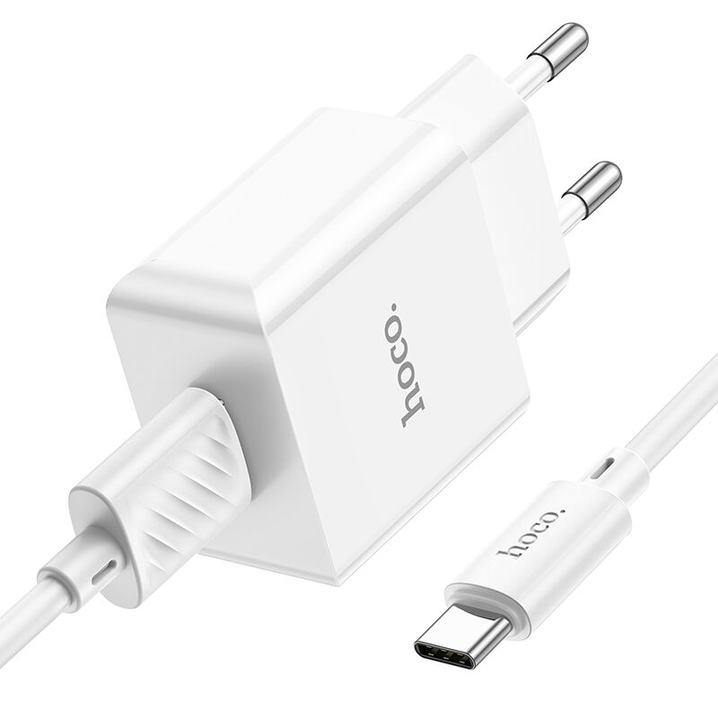 Адаптер постоянного тока Hoco C106A, 1гн.USB 5В,2,1А + кабель Type-C, белый 3