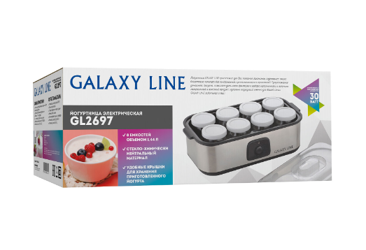 Йогуртница GALAXY GL-2697, 1,44л. 8 стеклянных стаканов с крышками 30Вт