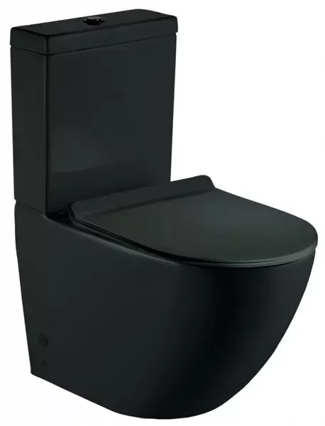 Унитаз компакт безободковый «Esbano» Ripoll-C чёрный матовый с сиденьем дюропласт с микролифтом чёрное