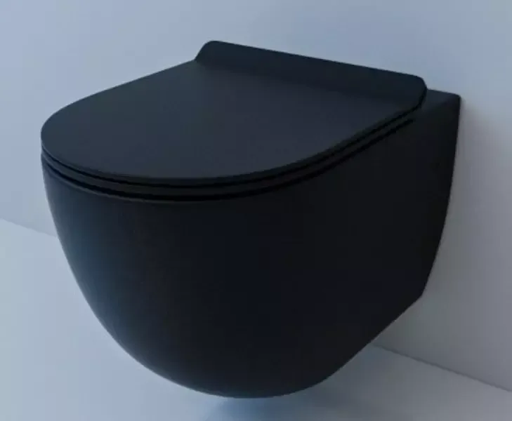 Подвесной унитаз безободковый «Esbano» Garcia ESUPGARCBM матовый чёрный с сиденьем дюропласт с микролифтом чёрное