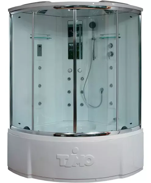 Душевой бокс «Timo» Lux T-7735 135/135 с ванной Clean Glass/белый с гидромассажем с электрикой