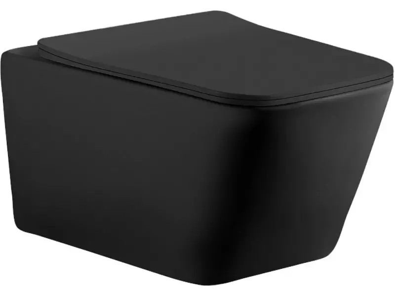 Подвесной унитаз безободковый «Aquanet» Tavr-W BW Rimless 287011 черный матовый с сиденьем дюропласт с микролифтом чёрно