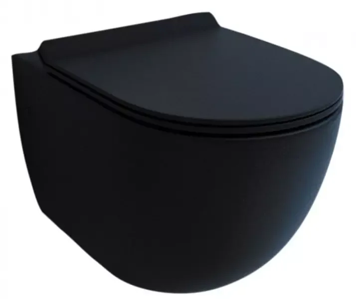 Подвесной унитаз безободковый «Esbano» Fortex ESUPFORTBM черный матовый с сиденьем дюропласт с микролифтом чёрное