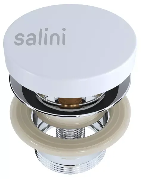 Донный клапан для раковины «Salini» D 504 16222WG с механизмом Клик-Клак белый глянцевый