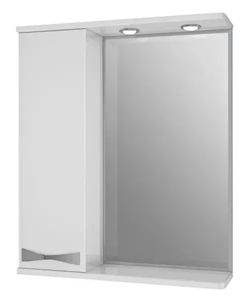 Зеркало с шкафчиком «Spectrum» Лион 65 с подсветкой белый лак левое