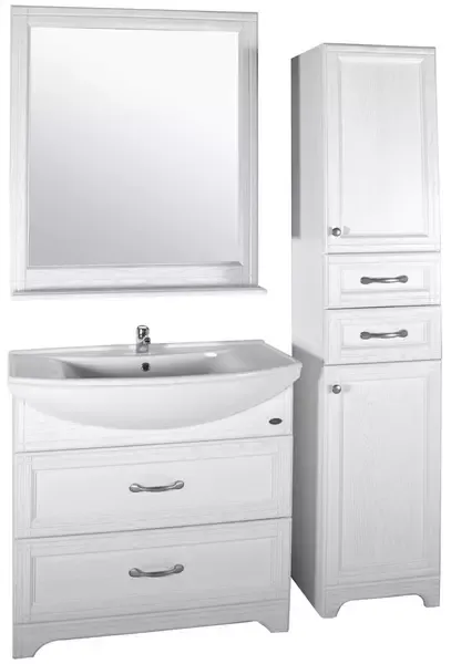 Мебель для ванной «ASB-Woodline» Берта 85 белая с патиной серебро