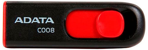 Флеш-накопитель A-DATA USB 3.2, 64 GB, (AC008-64G-RKD), BLACK/RED USB 3.2 64 GB (AC008-64G-RKD) BLACK/RED