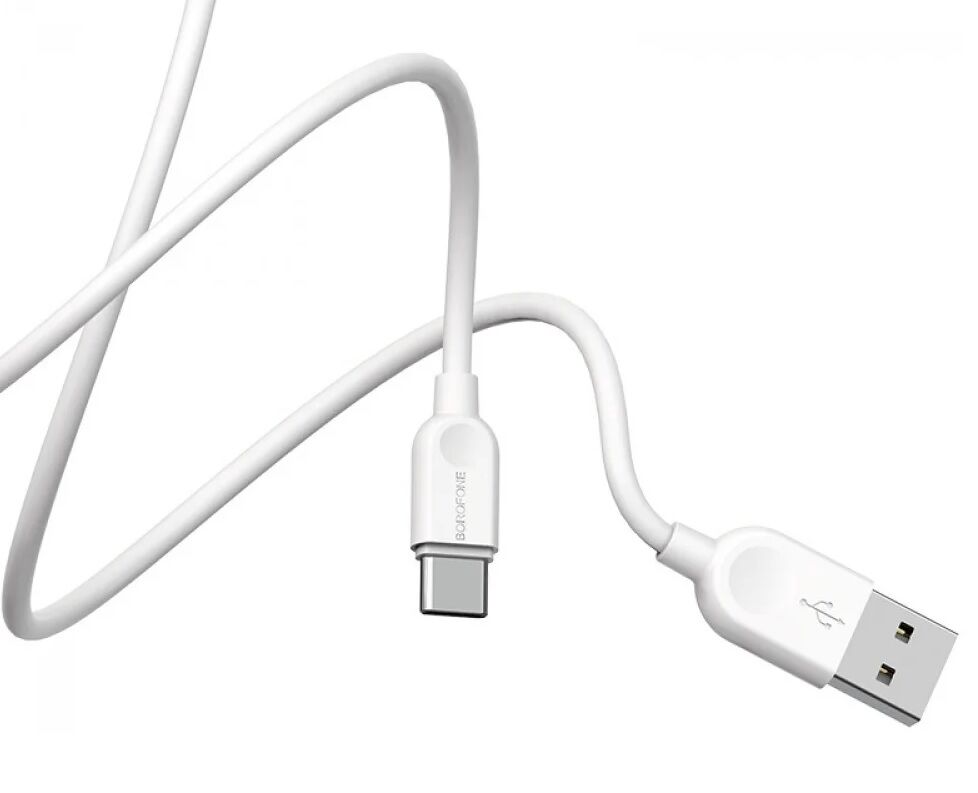 USB кабель шт.USB (A) - шт.Lightning 3,0м, 2,4A силиконовый, белый BX14 "Borofone" 2