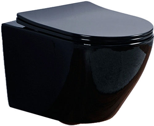 Унитаз подвесной Olives черный глянец, сиденье дюропласт, PLAZA (PL30117DP) черный глянец сиденье дюропласт PLAZA (PL301