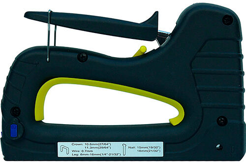 Степлер усиленный мебельный Hanskonner (HK1071-01-08), скобы 53 6-16 мм, гвозди 300 15-16 мм, рессорный (HK1071-01-08) с