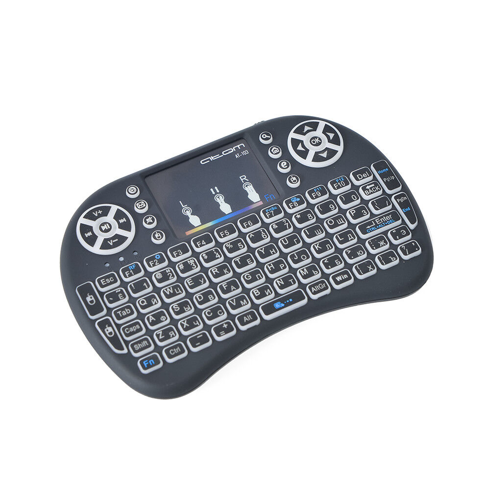 Беспроводная мини-клавиатура с тачпадом АТ-103, аккумулятор BL-5C, цветная подсветка "Атом" 2