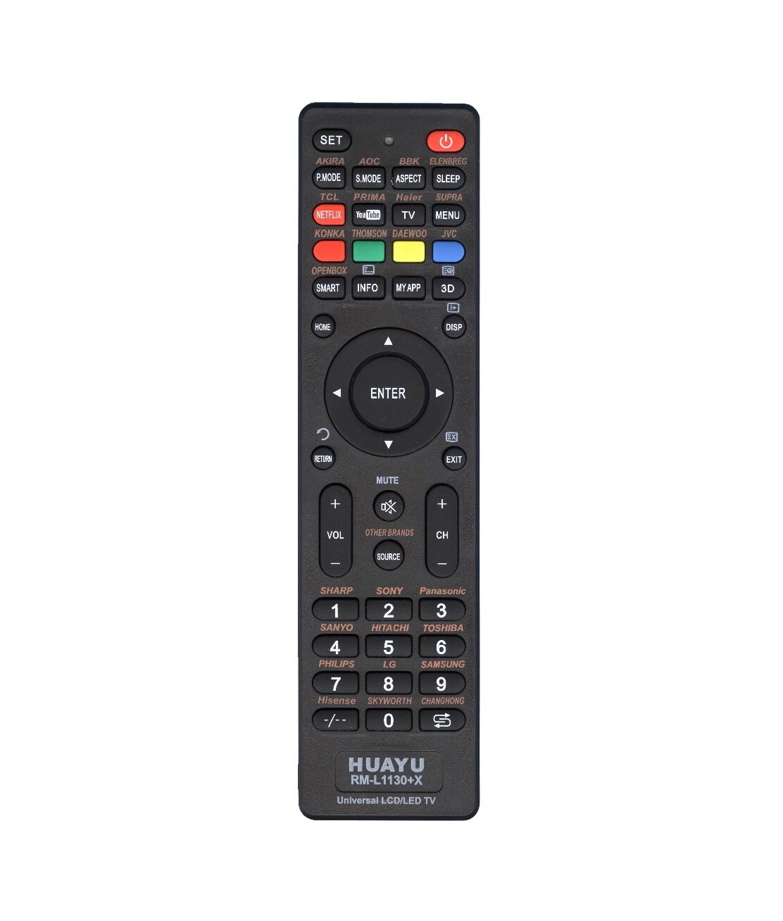 Пульт ДУ универсальный HUAYU RM-L1130+X LED TV YouTube, Netflix