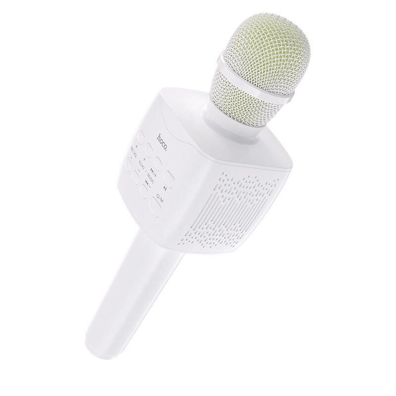 Микрофон с колонкой "Hoco" BK5 (Bluetooth, USB, MicroSD, AUX, динамик, белый)