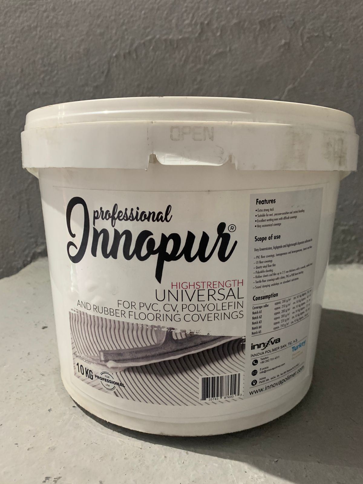 Клей полиуретановый ПВХ INNOPUR для резиновых облицовочных материалов 10 кг 1
