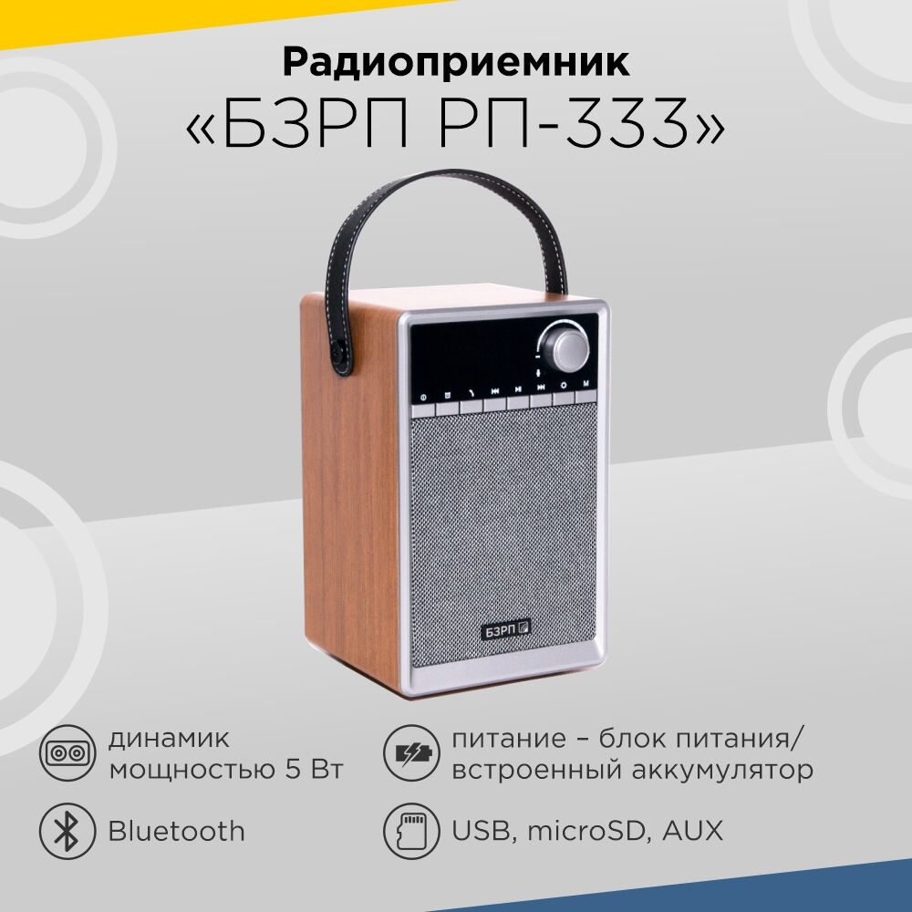 Радиоприёмник БЗРП РП-333 УКВ 87-108МГц (акб1200mAh BT,USB,TF,AUX) 2